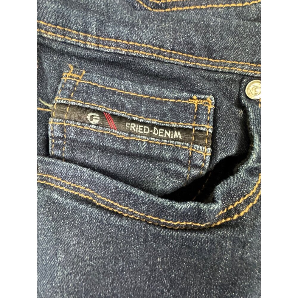 Fried Denim Mens 32/30 Slim Fit Dress Jeans Dark Wash Dinner Comfort - Picture 4 of 12